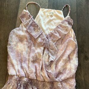 Peach Love California Lilac and White Ruffle Top